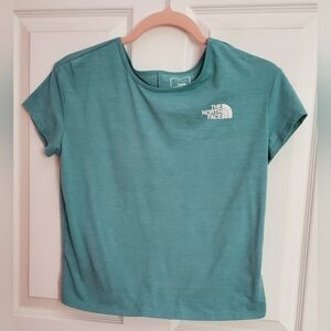 North Face Girl's Size 14 L Athletic Pleated T-Shirt Top Teal Tee